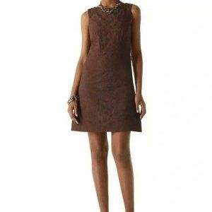 WHBM Brown Espresso Sleeveless Embroidered Shift Dress 14